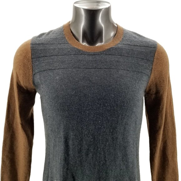 TOAD & CO Color Block Trillium Lambswool Crew Womans Sweater Brown Gray Size XL - Picture 3 of 12